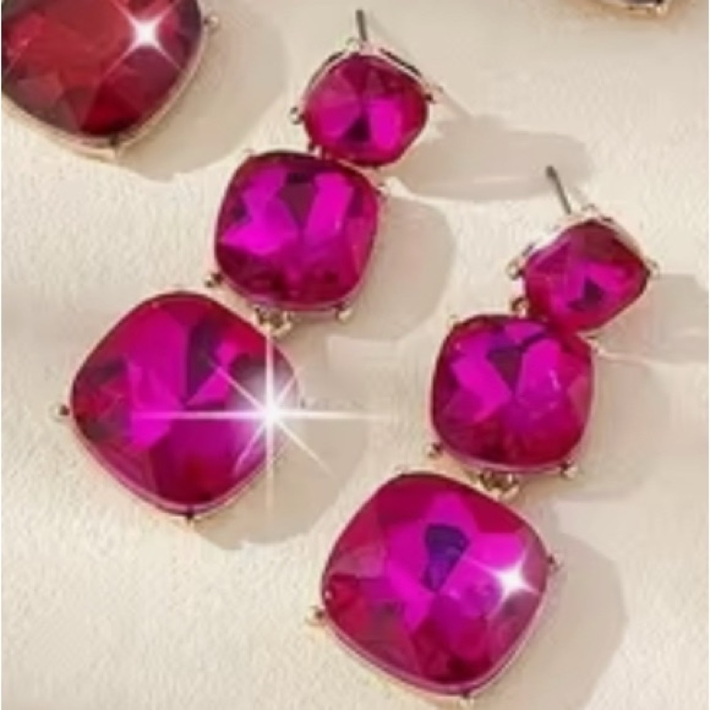 Elegant Pink Gemstone Drop Earrings
